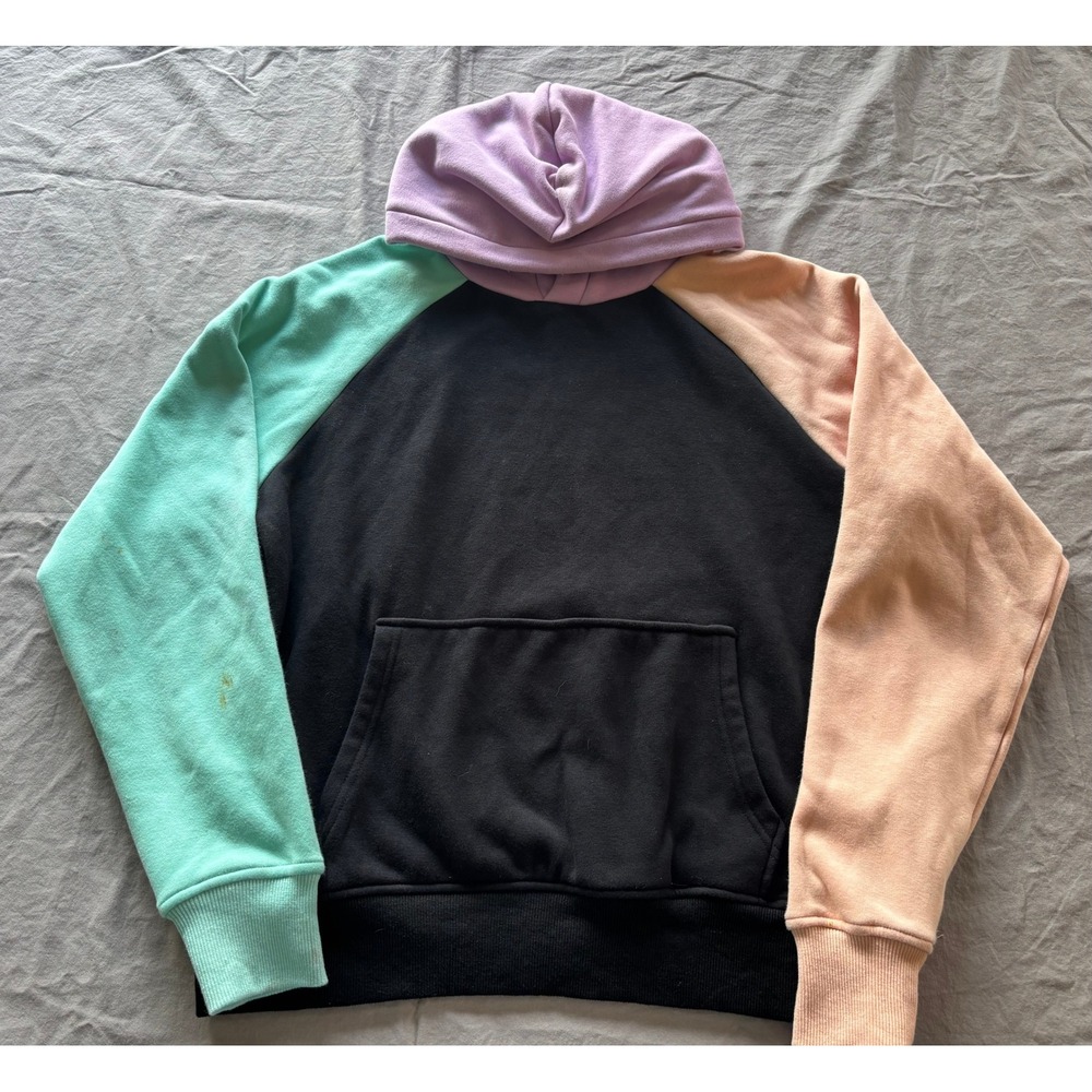 Spark Paws Colorblock Hoodie Small Black Teal Peach Lavender Raglan Pullover